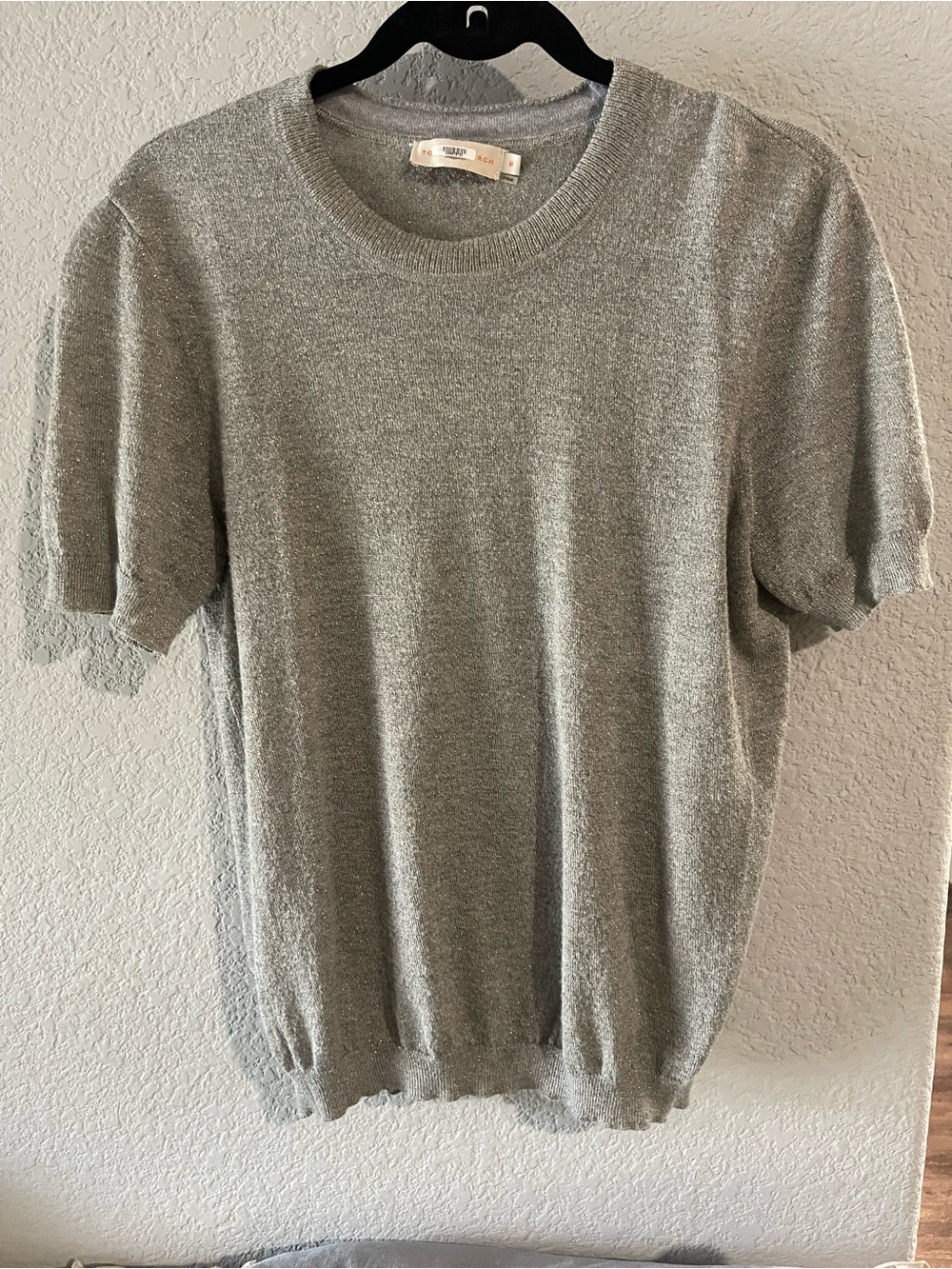 Tory Burch metallic Short-Sleeve women’s Sweater